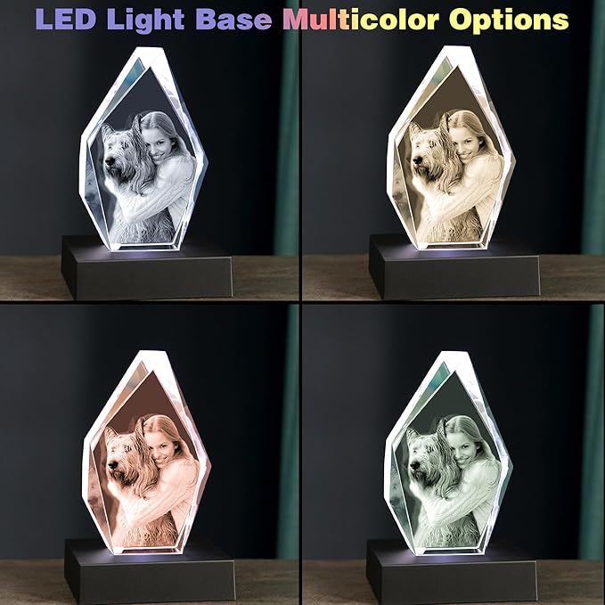 Personalized Dog Memorial Gifts, Custom Pet 3D Crystal Photo,Pet Memorial,3D Engraved Crystal Keepsake Gift, Dog Photo Frame,Personalized Gift for Birthday