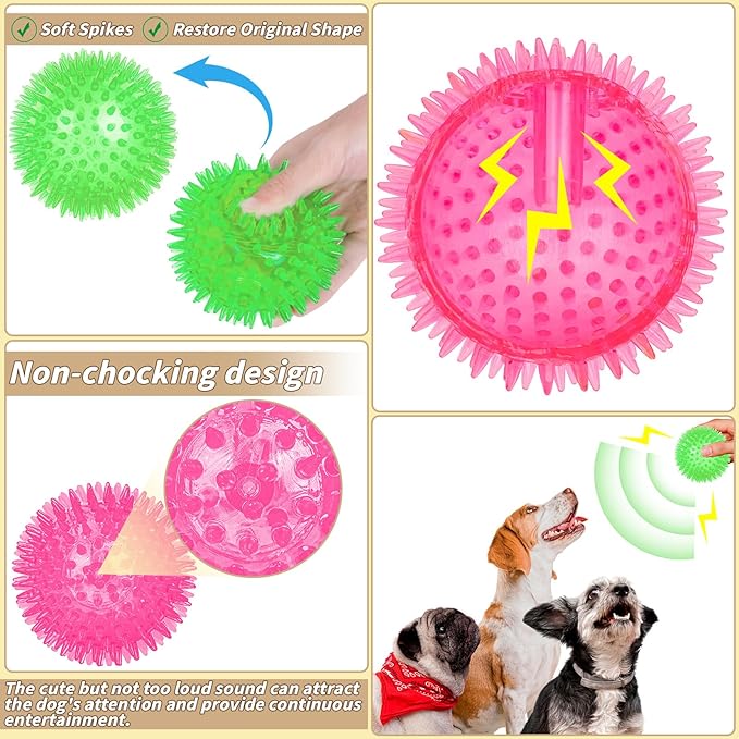 12 Pcs 4.5 in Squeaky Dog Toy Balls Spiky Dog Balls Chew for Teething Durable High Bounce TPR Fetch Toy 9 Colors Water Toy for Large Medium Dogs Aggressive Chewers Clean Teeth and Training