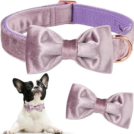 ARING PET Bowtie Dog Collar-Velvet Dog Collars with Removable Bowtie, Adjustable Bowtie Collar for Girl and Boy Dogs.