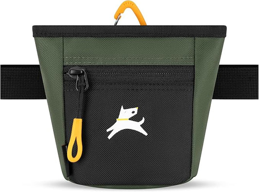 OllyDog Goodie Treat Bag, Dog Treat Pouch, Waist Belt Clip for Hands-Free Training, Magnetic Closure, Dog Training and Behavior Aids, Three Ways to Wear (Winter Moss)
