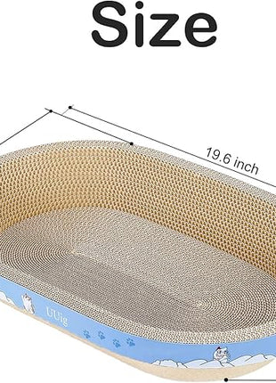 Cat Scratcher, 19.6x12.5 inches Cardboard Cat Scratching Board, Large Cat Scratchers for Indoor Cats, Bowl-Shaped Cat Scratch Pad Bed with Catnip