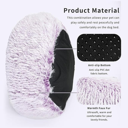 Dog Beds for Medium Dogs Washable 30 Inches Gradient Purple Fits up to 45 lbs Pets Beds Fluffy Anti Anxiety