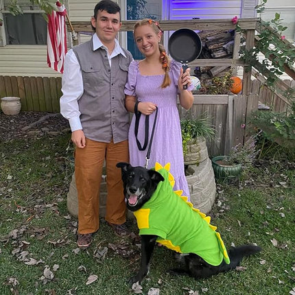 FLAdorepet Funny Halloween Large Dog Dinosaur Costume Outfits,Dog Pajamas Hoodie Winter Warm Pet Clothes Coat for Golden Retriever Pitbull (3XL, Green)