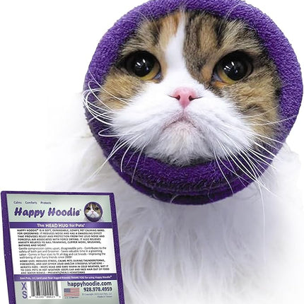 Happy Hoodie The Original Dog & Cat Calming Band - American Brand - Anxiety Relief/Noise Protection-Grooming-Thunder-Fireworks (XS, Purple) - Since 2008