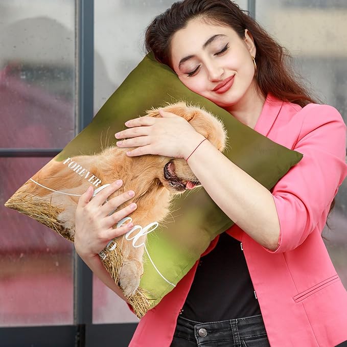 Funny DIY Personalized Dog Memorial Throw Pillows with Pictures Name, Custom Pet Memorial Gifts for Loss of Dogs, Dog Cat Memorial Pillow, Customized Bereavement Sympathy Gifts for Pet Lover