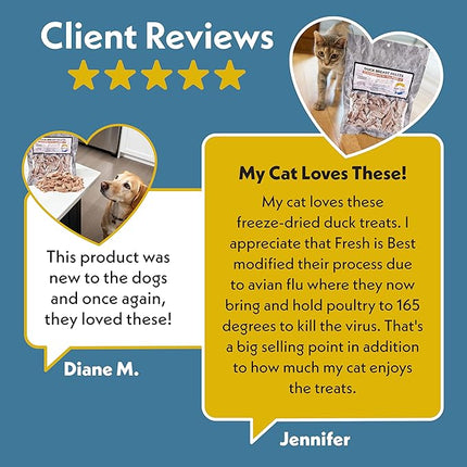 Fresh Is Best Freeze Dried Dog Treats – Raw Freeze Dried Cat Treats in Resealable Zipper Bag – High-Protein Duck Breast for Dogs & Cats – Made in The USA