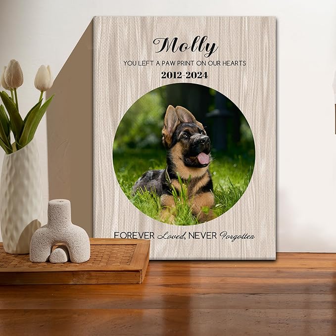 Personalized Pet Memorial Gifts for Dogs Customized Gifts for Dogs Cats Custom Loss of Pet Sympathy Gift Canvas Dog Loss Gift Canvas with Picture Name