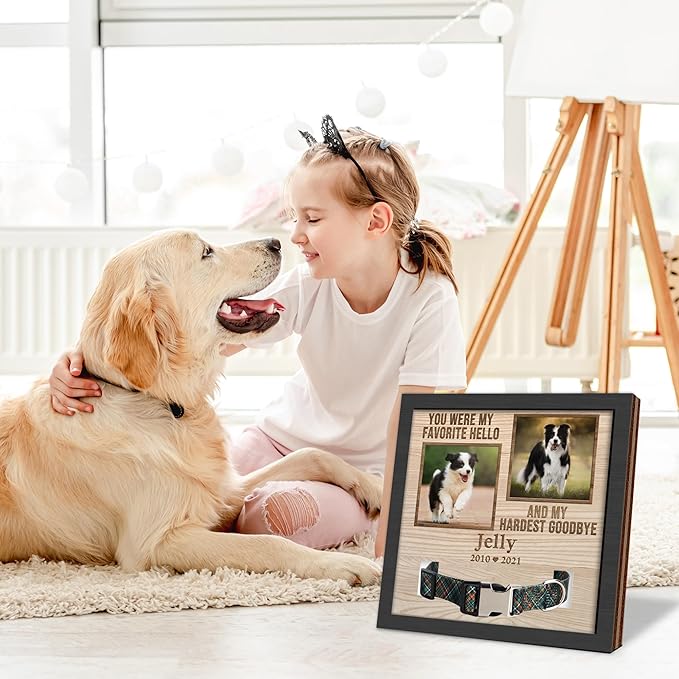 Personalized Pet Memorial Gifts for Dogs, Dog Memorial Gifts for Loss of Dog, Customized Dog Memorial Collar Picture Frame, Pet Loss Sympathy Gifts, Custom Cat Memorial Gifts Plaque