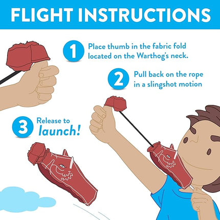 Spunky pup Fly & Fetch Dog Toy - Durable, Floating, Interactive Bungee Launcher for Fetch and Water Play, Canvas Wharthog