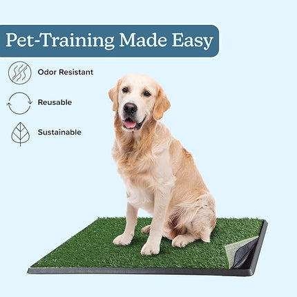 Artificial Grass Puppy Pee Pad for Dogs and Small Pets - 20x30 Inch, Reusable 4-Layer Turf Pads for Dogs with Tray - Indoor and Outdoor Fake Grass Potty Pet Supplies by PETMAKER
