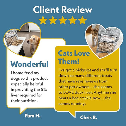 Fresh Is Best Freeze Dried Dog Treats – Raw Freeze Dried Cat Treats in Resealable Zipper Bag – High-Protein Duck Livers for Dogs & Cats – Made in The USA