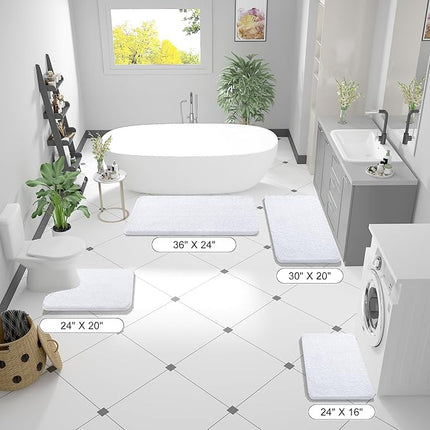 OLANLY Bathroom Rugs 70x46, Extra Soft Absorbent Chenille Bath Rugs, Rubber Backing Quick Dry, Machine Washable Bath Mats for Bathroom Floor, Tub and Shower, Home Decor Accessories, White