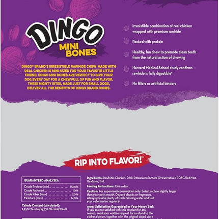 Dingo 95014 Mini Bones, Rawhide for Small/Toy Dogs, Red,14-Count (Pack of 2)