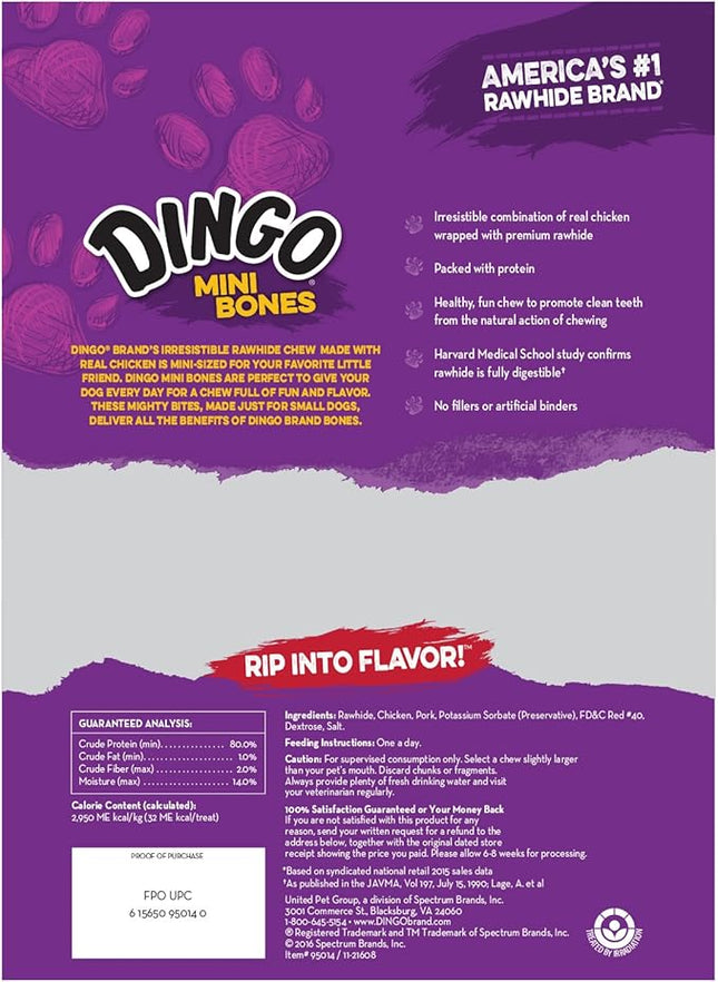 Dingo 95014 Mini Bones, Rawhide for Small/Toy Dogs, Red,14-Count (Pack of 2)