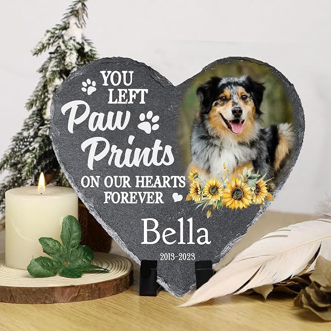 Gabita Custom photo Dog Memorial Stone, Pet Memorial Gifts for Dogs, Dog Memorial Stone, Personalized Pet Grave Markers Headstone Cemetery Decorations for Pet