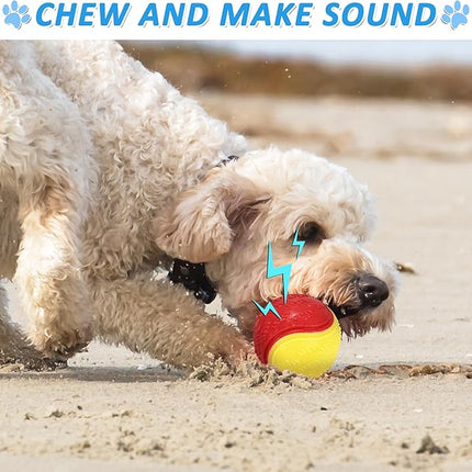 6Pcs Squeaky Dog Balls, Dog Toys Balls for Training, Tough Ball Toys for Dogs, Fit with Dog Ball Launcher, High Bouncy Dog Ball for Interactive Playing, Puppy Pet Chew Balls Teething Balls 2.5in