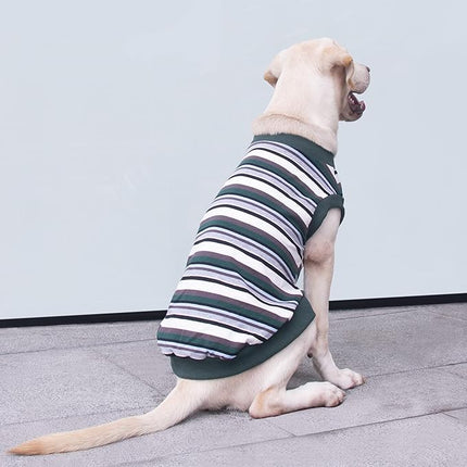 Large Dog Striped T Shirts Clothes Sleeveless Tank Top Vest for Labrador Dobermann, Green, 5X-Large