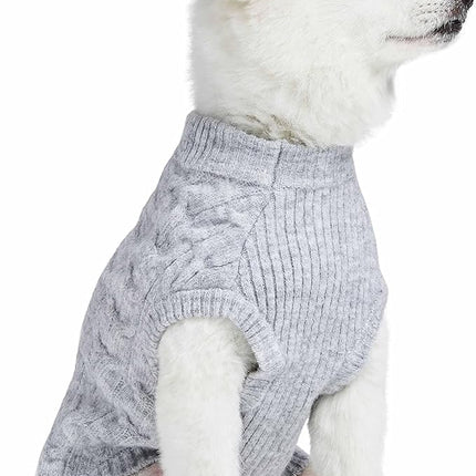 Blueberry Pet Classic Fuzzy Textured Knit Pullover Crew-Neck Dog Sweater in Heather Grey, Back Length 20", Pack of 1 Clothes for Dogs