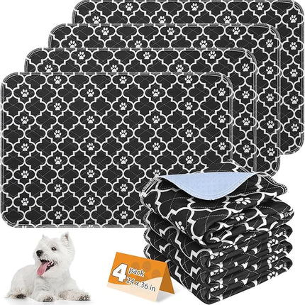 KOOLTAIL Washable Pee Pads for Dogs, 4 Packs Super Absorbent Leakproof & Non-Slip Dog Pee Pad Large, Reusable Puppy Training Pads Waterproof, Pet Mat Rug for Whelping, Floor, Crate, Car, Cats 24"x36"