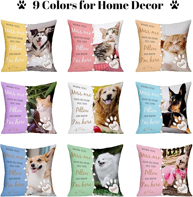 Funny DIY Custom Pet Memorial Gifts for Loss of Dogs, Personalized Dog Memorial Throw Pillows with Pictures Name, Pet Memorial Pillow, Customized Bereavement Sympathy Gifts for Pet Dog Cat Lover