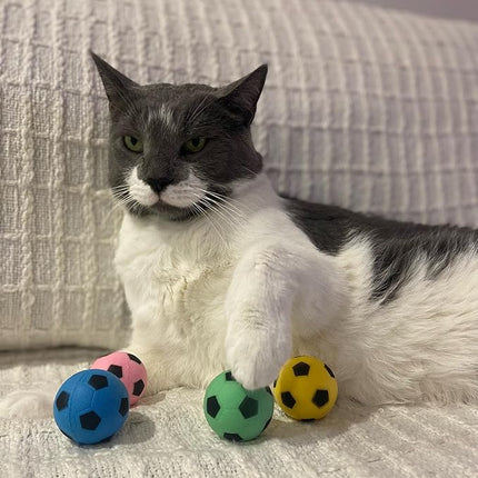SPOT Sponge Soccer Ball Cat Toys - Interactive and Colorful Plush Toy, Fun for Cats and Kittens to Bat and Chase, Keep Cats Entertained - 1.5" Assorted 4- Pack