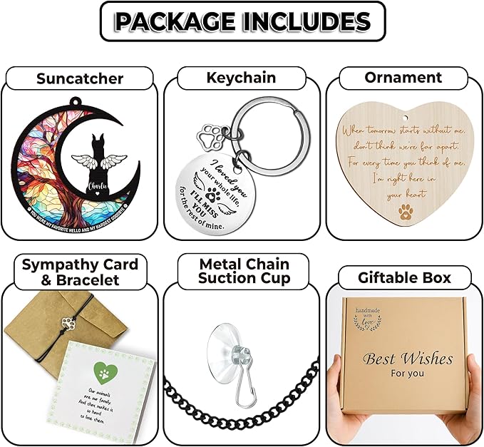 Personalized Dog Memorial Gifts, Pet Memorial Ornament, Sympathy Keychain for Dogs, Pet Remembrance Bracelet, Loss of Animal Sympathy Card, Rainbow Bridge Dog Loss Gift, Bereavement Suncatcher