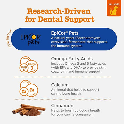 Zesty Paws Dental Bones - Fights Tartar & Plaque - Gum, Teeth & Bone Health - Cinnamon for Dog Breath - Immune, Joint, Gut, Skin & Coat Support - Omega 3 EPA & DHA and Calcium - Medium Dogs - 12 ct