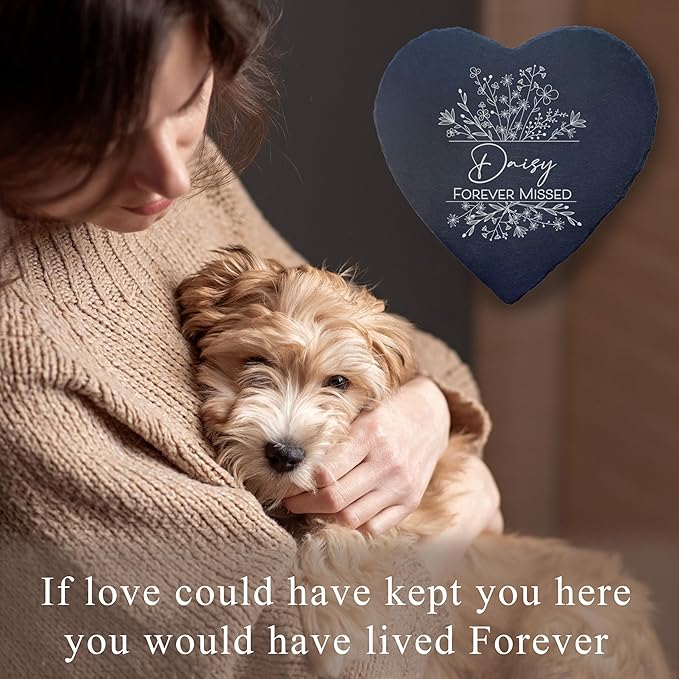 Dog Memorial Gifts for Loss of Dog, Cemetery Decorations for Grave, Pet Loss Sympathy Gift, Personalized Remembrance Garden Stone, Cat Lovers Heaven Grave Markers Bereavement Headstone (A08H)
