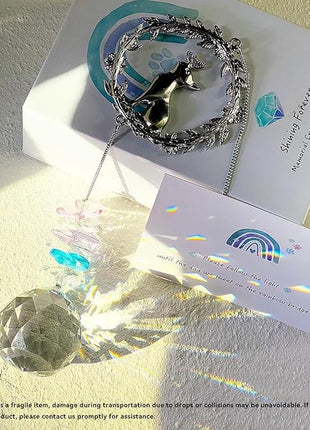 Cat Memorial Suncatcher - Lost of Cat Bereavement Gift Idea, Pet Loss Sympathy Gifts, Thoughtful Cats Remembrance Sun Catcher, Passing Away Remembrance Memory Gift