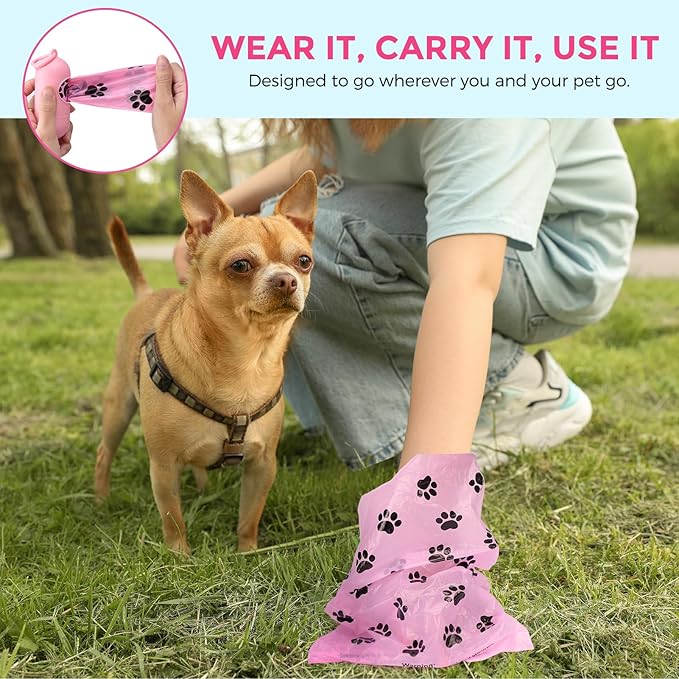 Dyforce Scented Dog Poop Bags,Leak Proof Pet Waste Bags for Dog Walking,Extra Thick and Large Cat Litter Bags for Poop,30 Refill Rolls,600 Bags,9x13",Pink