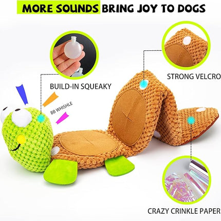 Dog Puzzle Toys - Enrichment Squeaky Crinkle Snuffle Treat Dispensing Smart Dog Toys for Boredom and Stimulating, Durable Plush Toys for Large Medium Small Breed - Turtle