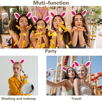 Beviliu Pig Ears Headband, Animal Hairband Costume for Adult, Cat Dog Bunny Fox Headwear for Halloween Christmas Birthday Theme Party Cosplay