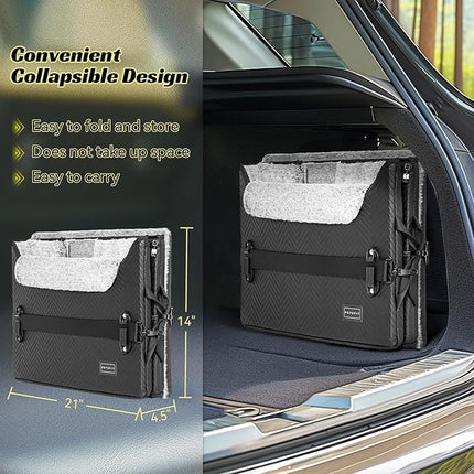 PETSFIT Dog Car Seat Medium Sized Dog, Waterproof PU Leather Dog Seat for Car with Patented Safe Buckles, 2 Clip-On Safety Leashes, Suitable for 2 Small Dogs (Medium, Black)