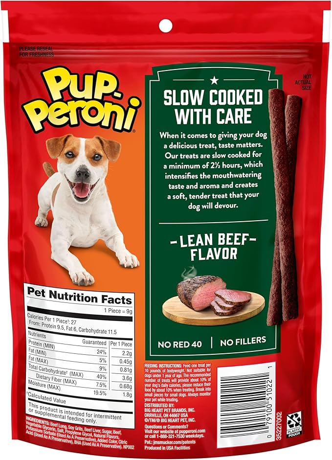 Pup-Peroni Dog Treats, Lean Beef Flavor, 5.6 Ounce (Pack of 8), Made with Real Beef, 90% Fat Free
