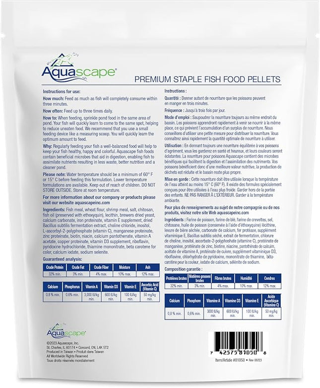 Aquascape Premium Staple Pond and Koi Fish Food, Mixed Pellet Size, 1.1 Pounds | 81050