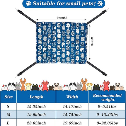Jetec 2 Pieces Reversible Cat Hanging Hammock Soft Breathable Pet Cage Hammock with Adjustable Straps and Metal Hooks Double Sided Hanging Bed for Small Dogs Rabbits(Cat and Plaid,S)