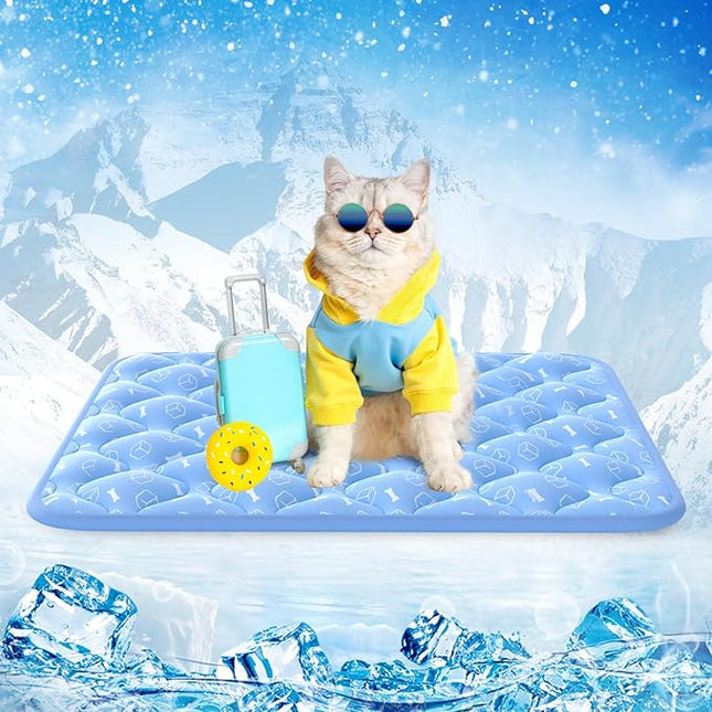 Rywell Dog Cooling Mat 2.0,24 * 18 Thicken Cooling Mat for Dog Small,Cats,Rabbit&Guinea Pig cage Liners,Internal Waterproof& Endothermic Color Changing Arc-Chill Cool Fiber(QMAX>0.5) for Pet