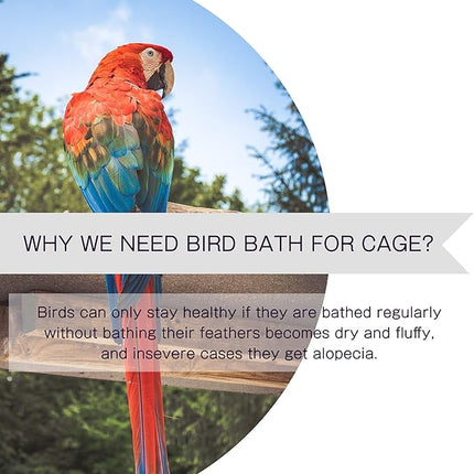 Bird Bath Cage, No-Leakage Bird Bathtub with Hanging Hooks Cage Accessory for Small Bird Parrots Lovebirds Canary Portable Shower