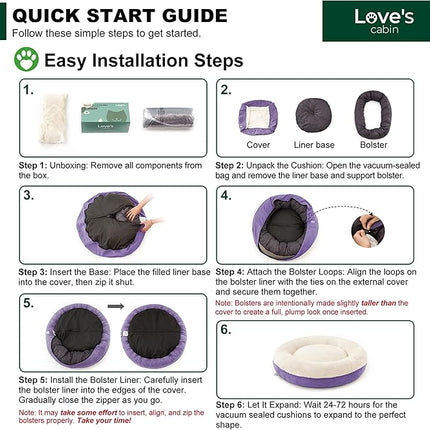 Love's cabin Round Donut Cat and Dog Cushion Bed, 30in Pet Bed for Medium or Large Dogs, Anti-Slip & Water-Resistant Bottom, Soft Durable Fabric Pet beds, Washable Calming Cat Bed Lavender