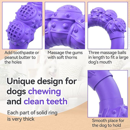 Indestructible Dog Chew Toys for Aggressive Chewers, Super Chewer Toys for Medium Large Dogs, Interactive Ring Toy, Heavy Duty Teething Toys