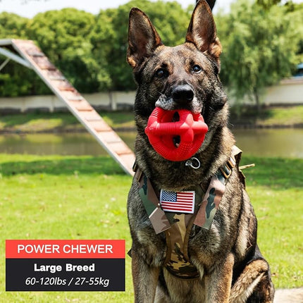 Natural Rubber Dog Balls for Large Aggressive Chewers - Lifetime Replacement - Indestructible and Durable Dog Toys for Large Breed, Red