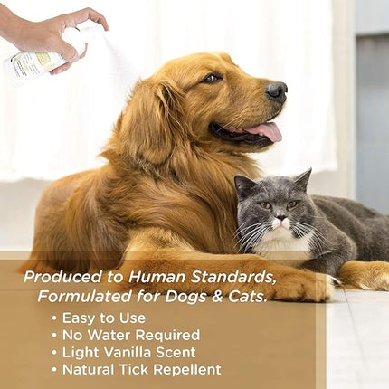 Lillian Ruff Waterless No-Rinse Dog Dry Shampoo Spray with Hydrating Essential Oils - pH-Balanced Dry Shampoo for Dogs - Clean, Condition, Detangle & Deodorize Dry, Sensitive Skin (Vanilla)