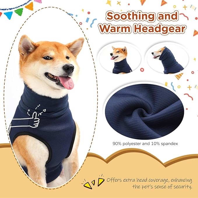 Dog Anxiety Vest and Coat, Vet Visits and Separation - Keep Pet Calm, Dog Jacket for Thunder, Fireworks, Anti Anxiety Vest for Dogs and Cat Body and Ear