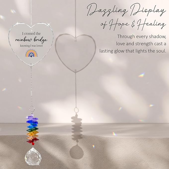 Pet Memorial Suncatcher Dog Cat Loss Sympathy Gift - Rainbow Crystal Prism - Bereavement Keepsake - Pet Lover Gift - Daily Remembrance Ornament