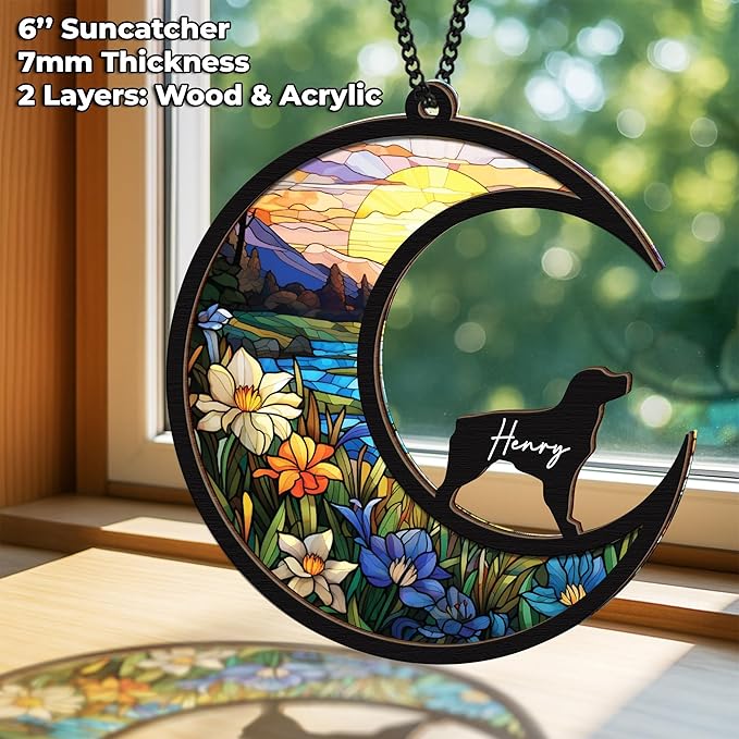 6'' Brittanys Dog Memorial Suncatcher & Pet Lover Sign Gift Personalized Dog Name Ornament Window Hanging Pet of Loss Dog Sympathy Gift for Dog Lovers Car Hanging SCD-B11-6-66