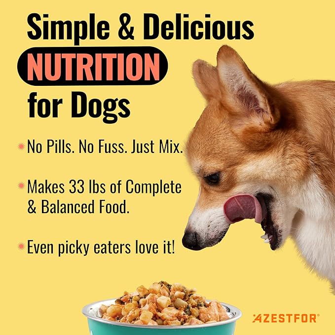 Azestfor Homemade Dog Food Supplement Dog Vitamins Made in USA Add to Holistic Whole Food Diets Raw BARF All Breeds Puppy Adult 16oz Powder