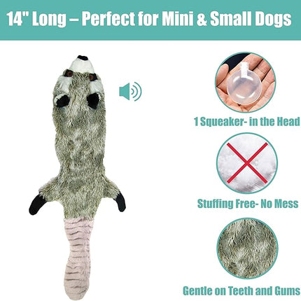 SPOT Skinneeez Raccoon 14 Inch Stuffing-Free Plush Dog Toy – Soft, Mess-Free Toy with One Squeaker for Small & Medium Dogs, Best for Light to Moderate Chewers