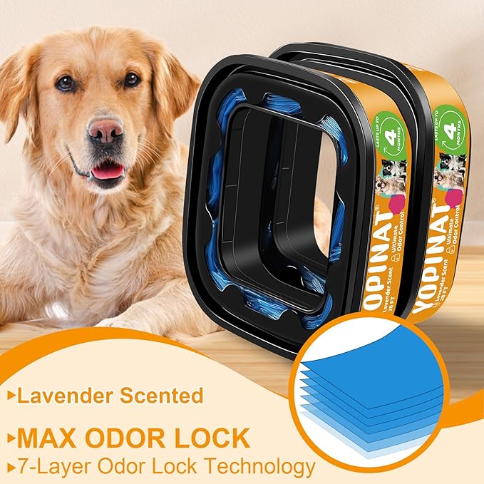 Jumbo Square Refill Bags 2 Pack – Lasts Up to 8 Months – Lavender Scented Dog Poop Bags for Dogs – Pet Waste Refills for Odor Control – Fits Pet Genie Dog Waste Disposal System & Litter Genie Pails