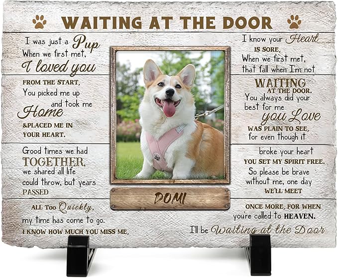 Dog Memorial Gifts for Loss of Dog or Cat, Personalized Dog Memorial Stone with Photo Name for Remembrance Cat Passing Gift for Pet Lovers (3.9INCH * 5.9INCH, style1)