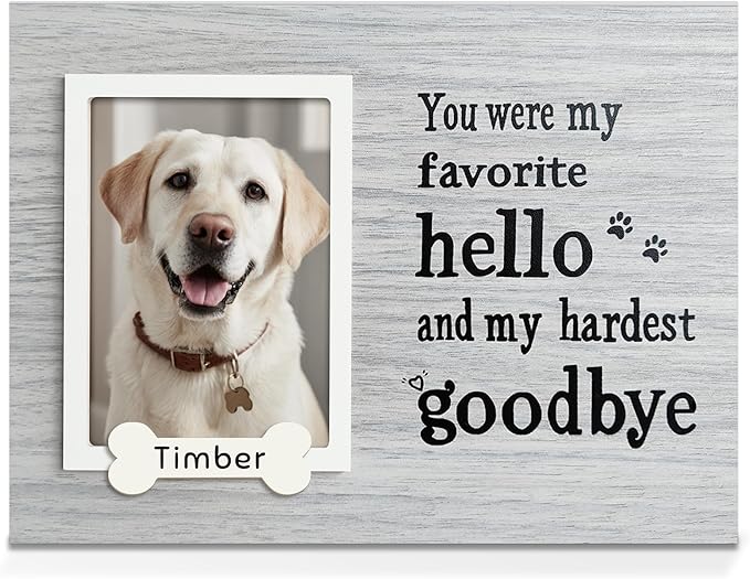 Dog Memorial Gifts for Loss of Dog, Pet Memorial Frame, Cat Memorial Gift, Pets Loss Sympathy Gifts, Wooden Dogs Memorial Picture Frame with DIY Name Options